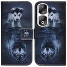 For Honor 90 Pro Coloured Drawing Flip Leather Phone Case(Wolf and Dog) - 1