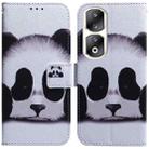 For Honor 90 Pro Coloured Drawing Flip Leather Phone Case(Panda) - 1