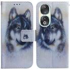 For Honor 90 Coloured Drawing Flip Leather Phone Case(White Wolf) - 1