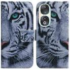 For Honor 90 Coloured Drawing Flip Leather Phone Case(Tiger) - 1