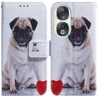 For Honor 90 Coloured Drawing Flip Leather Phone Case(Pug) - 1