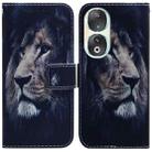 For Honor 90 Coloured Drawing Flip Leather Phone Case(Lion) - 1