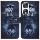 For Honor 90 Coloured Drawing Flip Leather Phone Case(Wolf and Dog) - 1