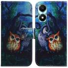 For Honor X5 Plus / Play 40C Coloured Drawing Flip Leather Phone Case(Oil Painting Owl) - 1