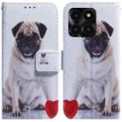 For Honor X6a Coloured Drawing Flip Leather Phone Case(Pug) - 1