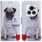 For Honor Magic6 Pro Coloured Drawing Flip Leather Phone Case(Pug) - 1