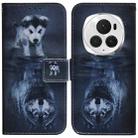 For Honor Magic6 Pro Coloured Drawing Flip Leather Phone Case(Wolf and Dog) - 1