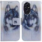 For Honor 200 Coloured Drawing Flip Leather Phone Case(White Wolf) - 1