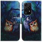 For Honor 200 Lite Global Coloured Drawing Flip Leather Phone Case(Oil Painting Owl) - 1