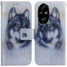 For Honor 200 Pro Coloured Drawing Flip Leather Phone Case(White Wolf) - 1