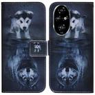 For Honor 200 Pro Coloured Drawing Flip Leather Phone Case(Wolf and Dog) - 1