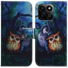 For Honor Play 60 Plus Coloured Drawing Flip Leather Phone Case(Oil Painting Owl) - 1