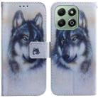 For Honor X6b Coloured Drawing Flip Leather Phone Case(White Wolf) - 1