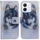 For Honor X60i Coloured Drawing Flip Leather Phone Case(White Wolf) - 1