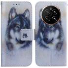 For Honor Magic7 Coloured Drawing Flip Leather Phone Case(White Wolf) - 1