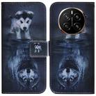 For Honor Magic7 Coloured Drawing Flip Leather Phone Case(Wolf and Dog) - 1