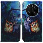 For Honor Magic7 Pro Coloured Drawing Flip Leather Phone Case(Oil Painting Owl) - 1