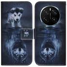 For Honor Magic7 Pro Coloured Drawing Flip Leather Phone Case(Wolf and Dog) - 1