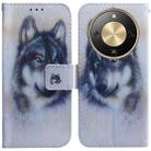 For Honor X70 5G Coloured Drawing Flip Leather Phone Case(White Wolf) - 1