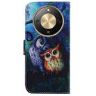 For Honor X70 5G Coloured Drawing Flip Leather Phone Case(Oil Painting Owl) - 3
