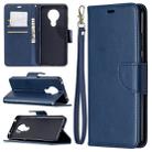 For Nokia 5.3 Retro Lambskin Texture Pure Color Horizontal Flip PU Leather Case with Holder & Card Slots & Wallet & Lanyard(Blue) - 1