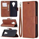 For Nokia 5.3 Retro Lambskin Texture Pure Color Horizontal Flip PU Leather Case with Holder & Card Slots & Wallet & Lanyard(Brown) - 1