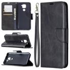 For Xiaomi Redmi Note 9 Retro Lambskin Texture Pure Color Horizontal Flip PU Leather Case with Holder & Card Slots & Wallet & Lanyard(Black) - 1