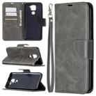 For Xiaomi Redmi Note 9 Retro Lambskin Texture Pure Color Horizontal Flip PU Leather Case with Holder & Card Slots & Wallet & Lanyard(Grey) - 1