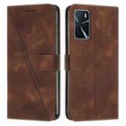 For OPPO A16 / A16s Dream Triangle Leather Phone Case with Lanyard(Brown) - 1
