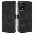 For OPPO A16 / A16s Dream Triangle Leather Phone Case with Lanyard(Black) - 1