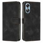 For OPPO A17 / A17k Dream Triangle Leather Phone Case with Lanyard(Black) - 1