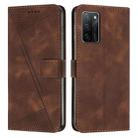 For OPPO A55s JP Version Dream Triangle Leather Phone Case with Lanyard(Brown) - 1