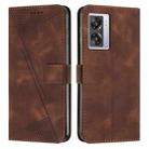 For OPPO A57 5G 2022 Dream Triangle Leather Phone Case with Lanyard(Brown) - 1