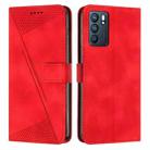 For OPPO Reno6 5G Dream Triangle Leather Phone Case with Lanyard(Red) - 1