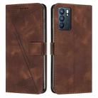 For OPPO Reno6 5G Dream Triangle Leather Phone Case with Lanyard(Brown) - 1