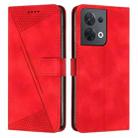 For OPPO Reno8 5G Dream Triangle Leather Phone Case with Lanyard(Red) - 1