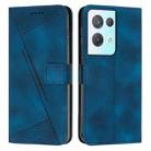 For OPPO Reno8 Pro / Reno8 Pro+ Dream Triangle Leather Phone Case with Lanyard(Blue) - 1