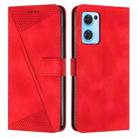 For OPPO Reno7 5G Dream Triangle Leather Phone Case with Lanyard(Red) - 1