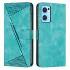 For OPPO Reno7 5G Dream Triangle Leather Phone Case with Lanyard(Green) - 1