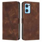 For OPPO Reno7 5G Dream Triangle Leather Phone Case with Lanyard(Brown) - 1