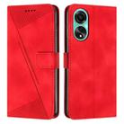 For OPPO A58 4G Dream Triangle Leather Phone Case with Lanyard(Red) - 1