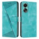 For OPPO A58 4G Dream Triangle Leather Phone Case with Lanyard(Green) - 1