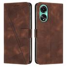 For OPPO A58 4G Dream Triangle Leather Phone Case with Lanyard(Brown) - 1