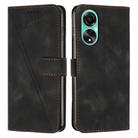 For OPPO A58 4G Dream Triangle Leather Phone Case with Lanyard(Black) - 1