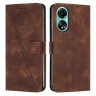 For OPPO A78 4G Dream Triangle Leather Phone Case with Lanyard(Brown) - 1