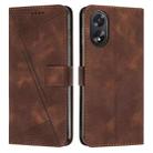 For OPPO A38 Dream Triangle Leather Phone Case with Lanyard(Brown) - 1