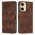 For OPPO A59 5G Dream Triangle Leather Phone Case with Lanyard(Brown) - 1