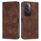For OPPO Reno12 Pro Global Dream Triangle Leather Phone Case with Lanyard(Brown) - 1