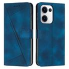 For OPPO Reno13 5G Global Dream Triangle Leather Phone Case with Lanyard(Blue) - 1
