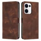 For OPPO Reno13 5G Global Dream Triangle Leather Phone Case with Lanyard(Brown) - 1